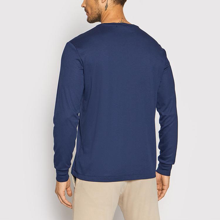 Мужская футболка с длинным рукавом и круглым вырезом Polo Ralph Lauren с вышивкой логотипа, топы, темно-синий 710760121-003