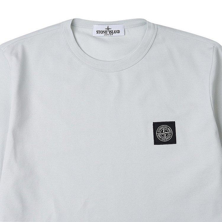 STONE ISLAND Детская футболка с круглым вырезом и логотипом, топ, серый, белый 781620748-V0061