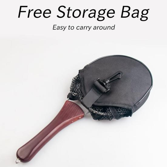 Fishing Net Bass Trout Landing Net with Wooden Handle Foldable Design Lightweight Portable Fish Catching Net