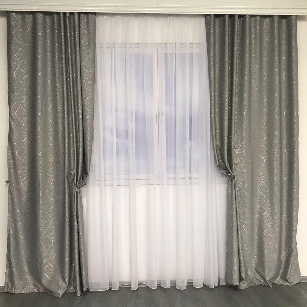 Шторы премиальные плотные Blackout на тесьме "ALBO" (150x270 см), для спальни и гостиной