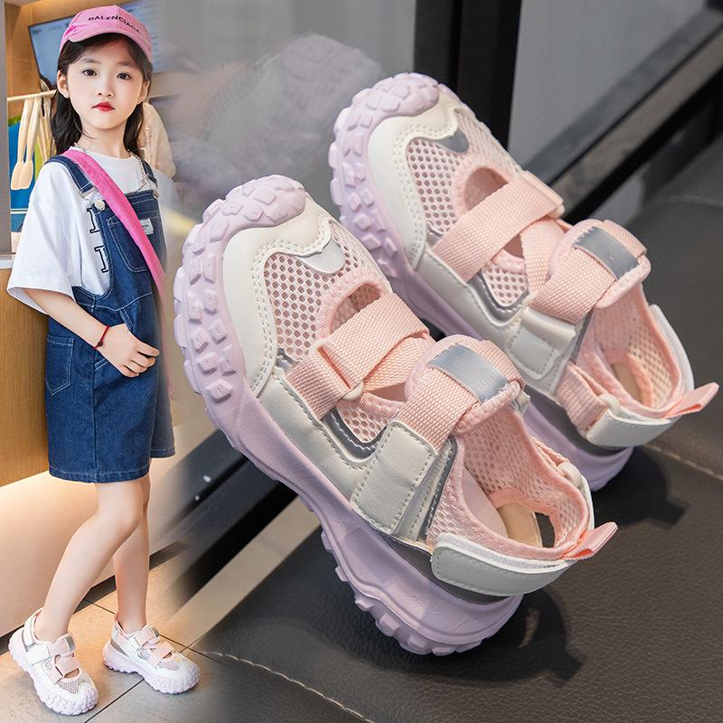 Girls' sports sandals, new summer children's shoes, fashionable boys' closed-toe sandals, trendy wading shoes