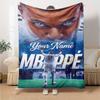 Mbappé Personalized Name Blanket Gift Customizable Blanket Soft & Cozy Versatile for Living Room Bed Office Livingroom Four Seasons Universal