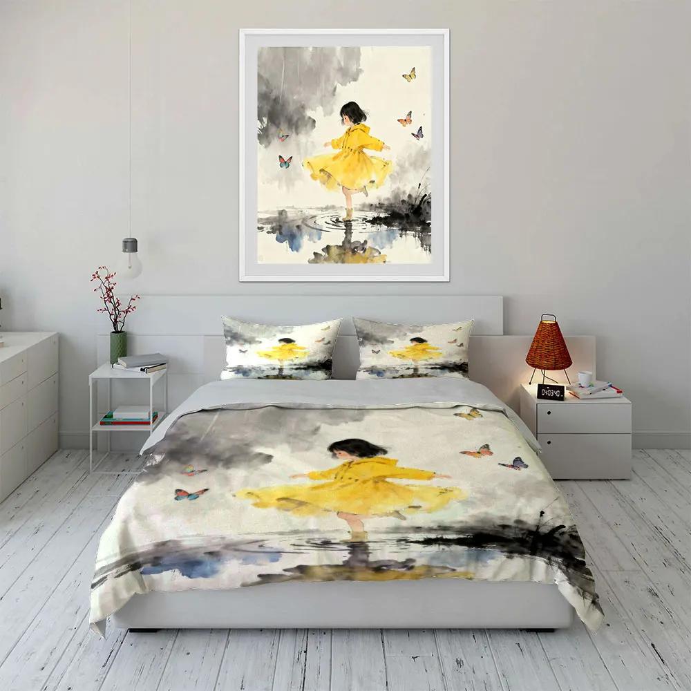 "Butterfly Girl Canvas Art Set" Soft Comfortable Duvet Cover Bedding Set Included 1*Duvet Cover & 2*Pillowcases, gift