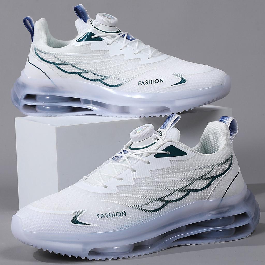 Rotating button men's shoes spring new youth sports running casual non-slip heightening platform casual shoes