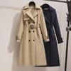 2024 Khaki Women's Slim Fit Long-Sleeve Windbreaker Coat for Autumn/Winter
