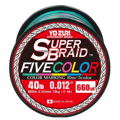 Шнур YO-ZURI PE Super Braid, пять цветов, 660 ярдов, 40 фунтов, 5 цветов