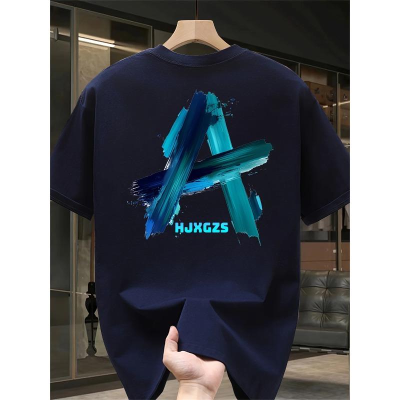 Men's 100% Cotton Graphic T-Shirt - Bold Letter Print, Regular Fit Short Sleeve Summer Tee, Machine Washable Casual Top