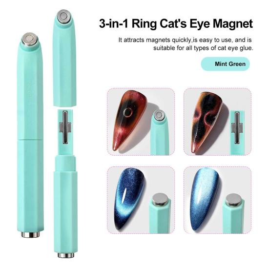 1/2 шт. Магнитная палочка для ногтей «Кошачий глаз» 3-в-1, двухсторонняя магнитная ручка для лака, инструмент для дизайна ногтей с магнитным эффектом «Кошачий глаз» для дома и салона для женщин