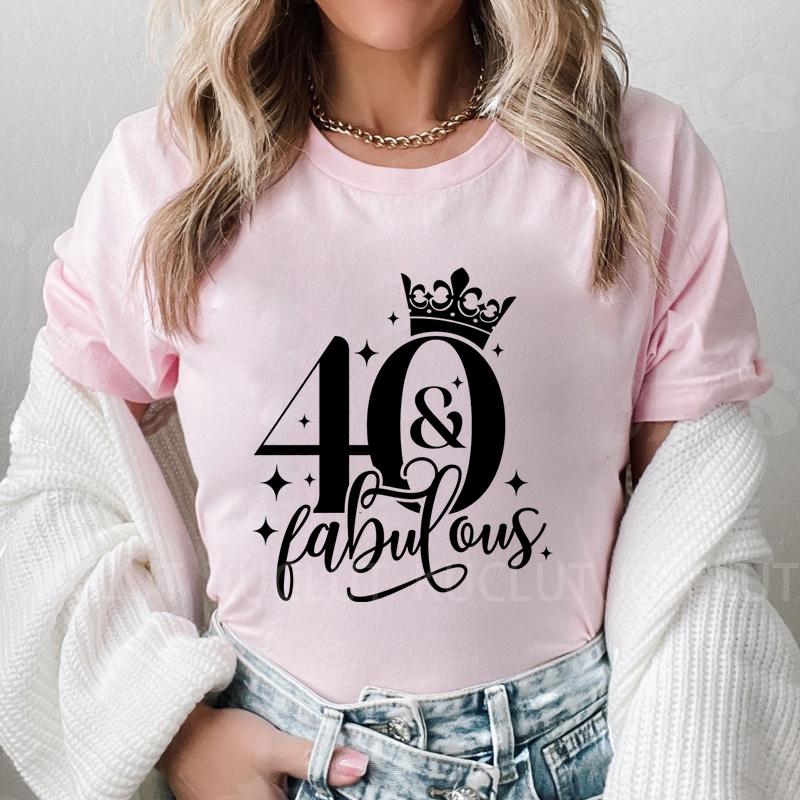 Женская футболка 40th Fabulous Tees Женская футболка для вечеринки в честь 40-летия королевы Модные графические топы Повседневная эстетичная женская одежда