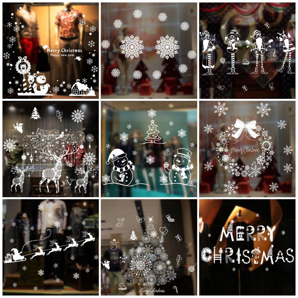 Очаровательные рождественские наклейки на окна с причудливым рисунком Санты для праздничного декора в каждом помещении