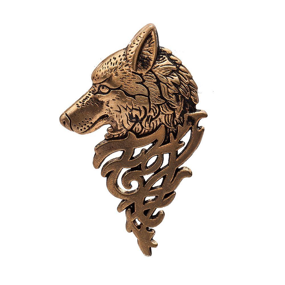 New Men Vintage Suit Collar Wolf Brooch Punk Lapel Badge Pin