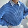 Women's Autumn and Winter Loose Round Neck Solid Colour Long Sleeve Knitted Sweater