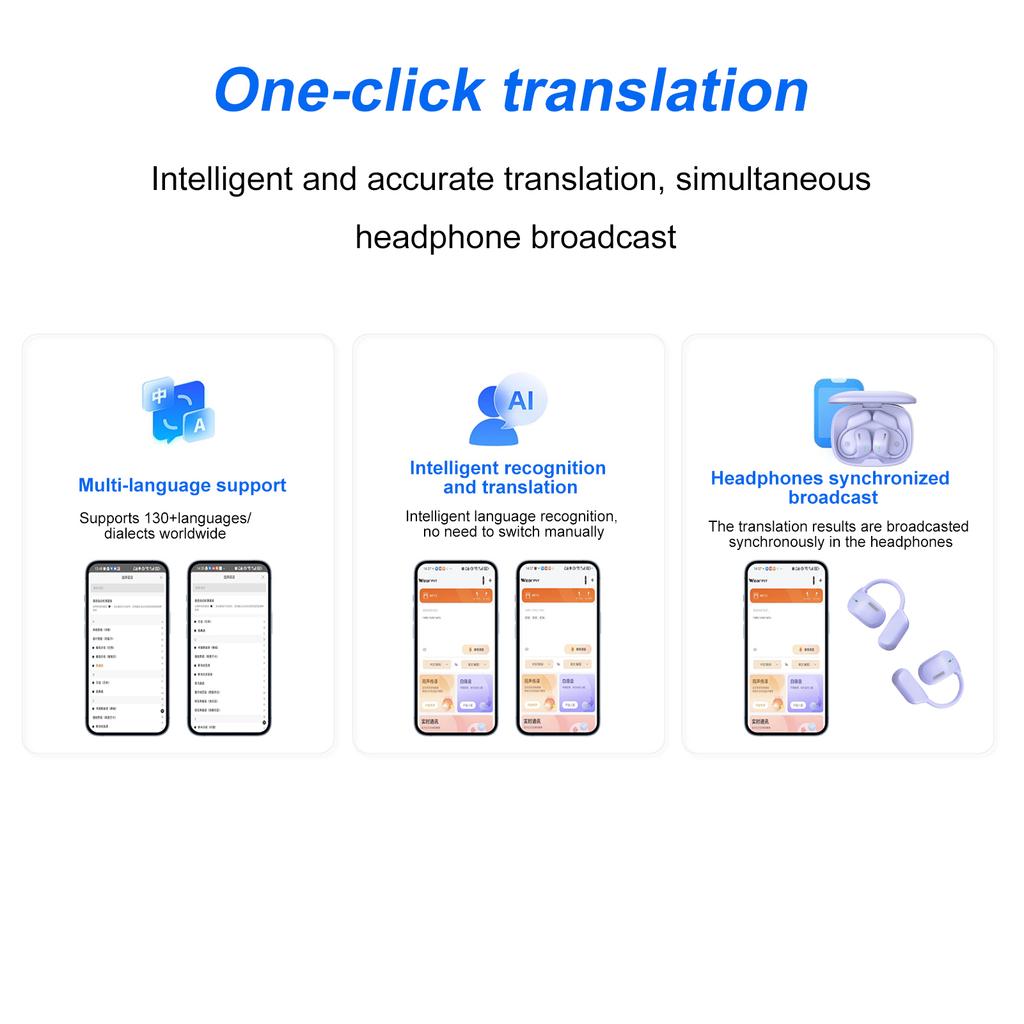 Painless r-Hook rbuds, AI Translation rphones with 130+ Languages Rl-Time Translation, 5.4 Wireless Hdphones with Touchscreen Charging Case, Low Lat