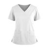 Женская модная цветная рубашка с V-образным вырезом, двумя карманами, коротким рукавом и разрезами по подолу, униформа и рабочий топ
