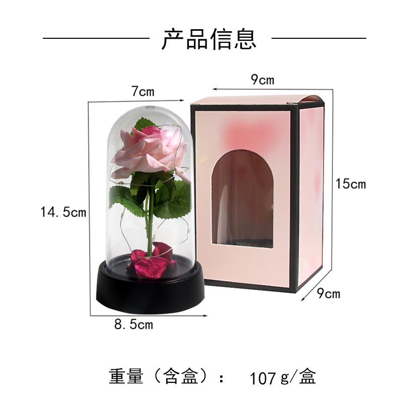 LED light luminous glass plastic cover single simulated rose ornament Valentine's Day gift birthday