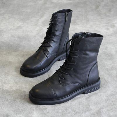 Женские черные ботильоны на шнуровке в стиле Мартин - Мода Осень/Зима 2020, Повседневный британский стиль