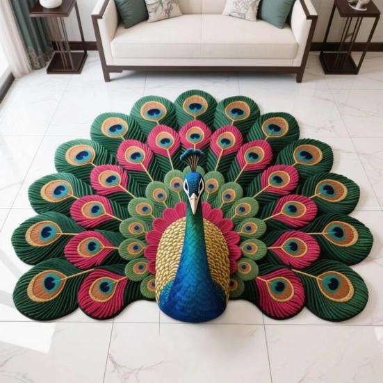 Коврик для пола «Павлин» 3D Реалистичный узор Коврик для ванной Быстросохнущий коврик для пола с противоскользящей основой для кухни, спальни, прихожей