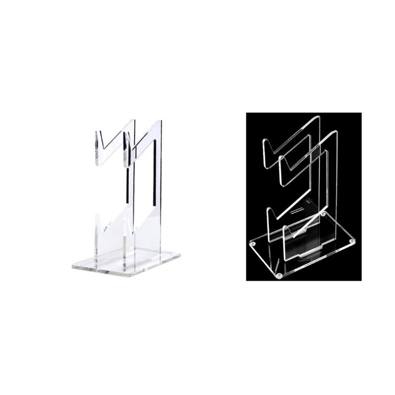 Clear Acrylic Gaming Controller Stand Small Vertical Storage Smooth Surfaces Holds 2 Controllers Universal Fit for Game