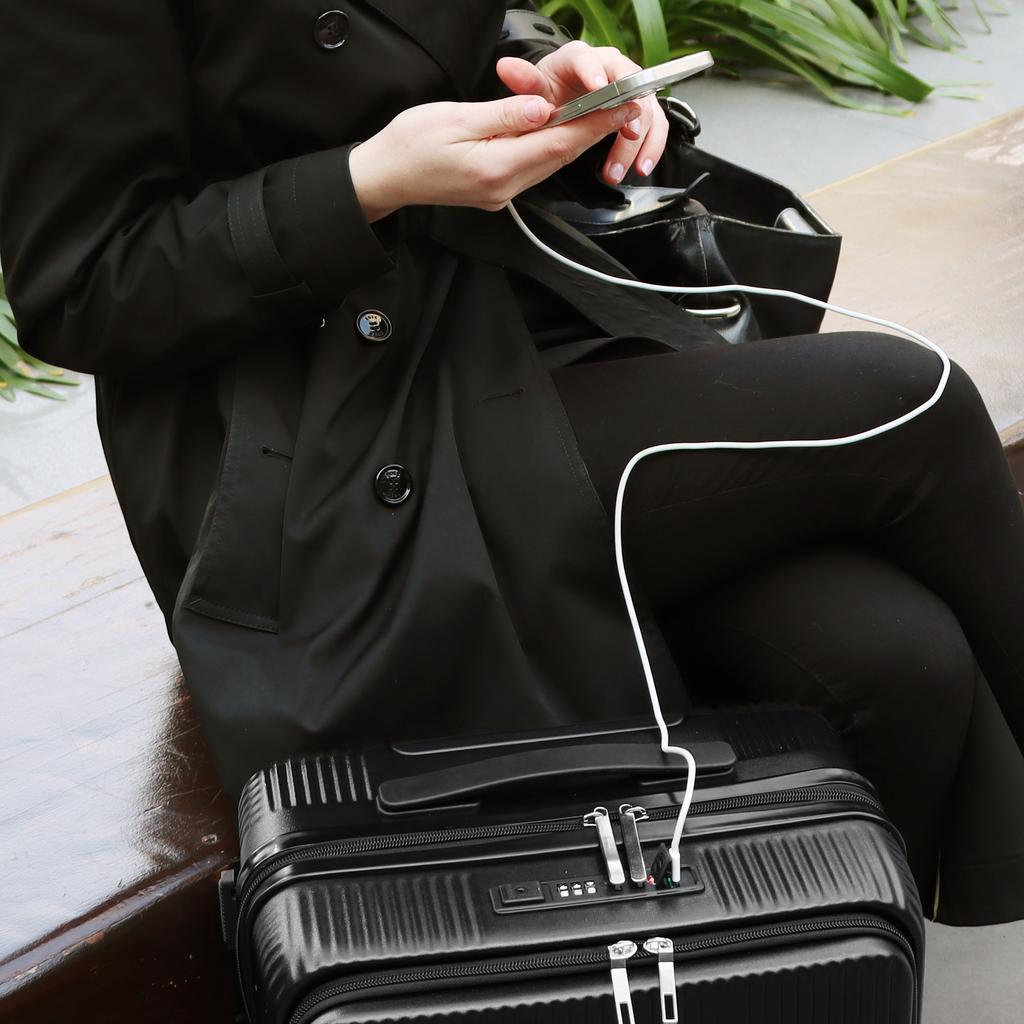 Biggdesign Чемодан Moods Up с подстаканником и USB-портом, 20 дюймов, черный