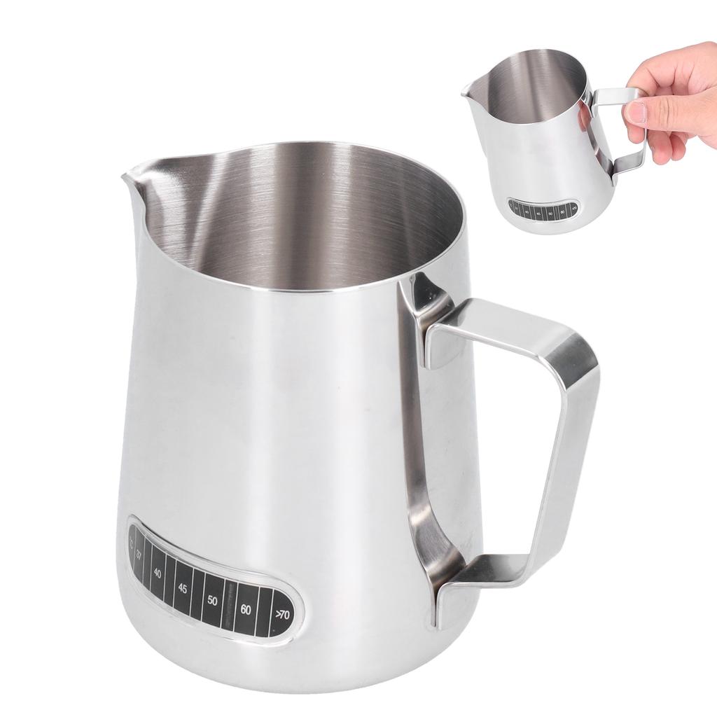 600ml Stainless Steel Frothing Cup Milk Coffee Frothing Pitcher with Thermometer Sticker