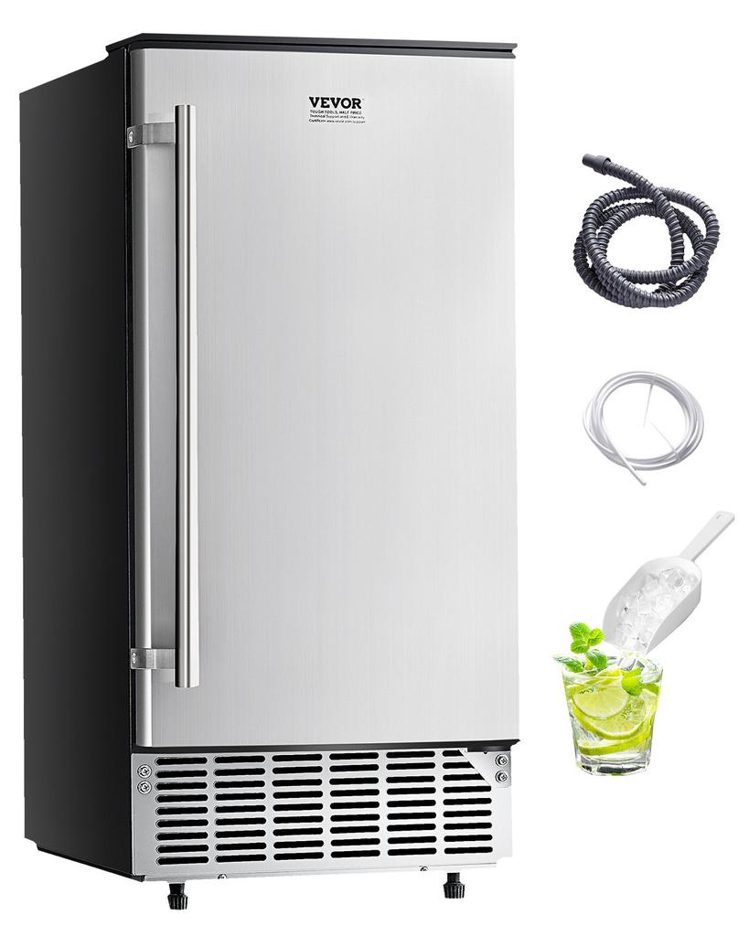 VEVOR Undercounter Built-in Ice Maker, 80 Lbs/Day Under Counter Ice Maker Machine with Reversible Door Stainless Steel