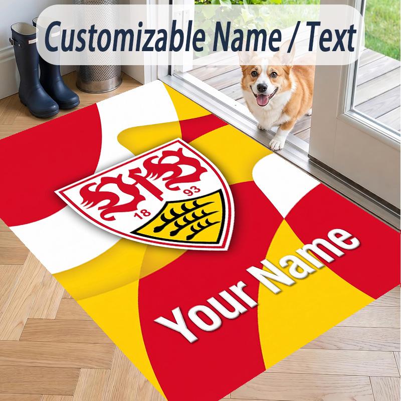 Custom Text Printed Rug VfB Stuttgart FC Non Slip Floor Carpet For Home Room Decor