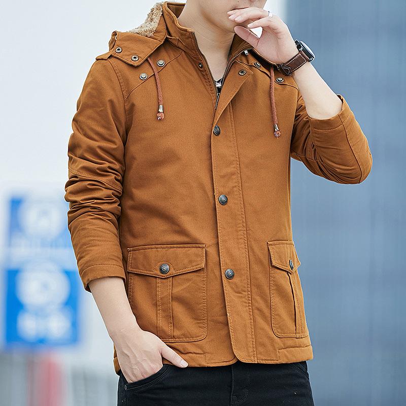 Зимнее пальто мужское утолщенное термообработанное флисовое пальто мужская повседневная корейская версия модный чистый хлопок