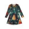 Christmas Day Girls' Long Sleeve Dress - Color Pocket Dress