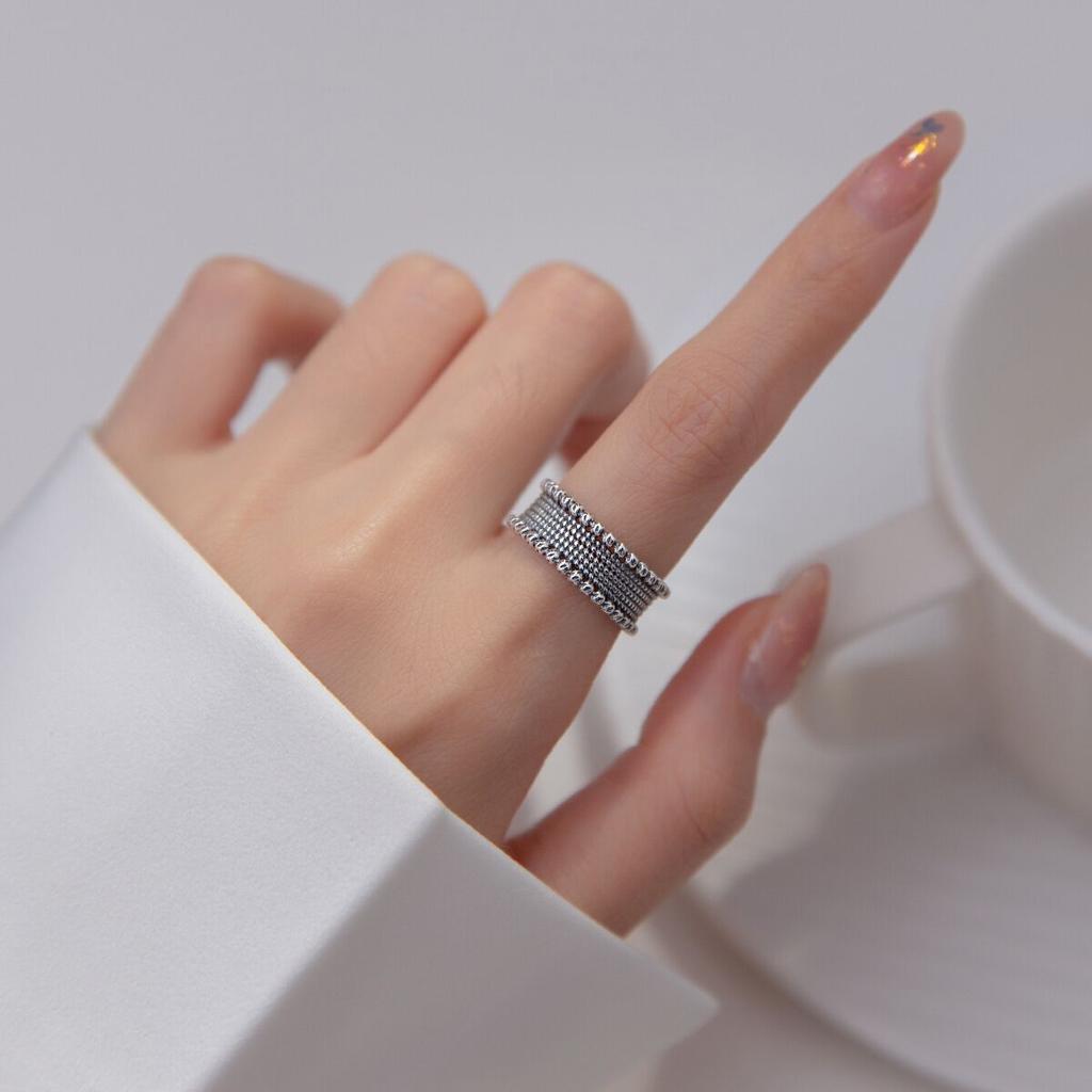 Корейская версия ретро тайского серебряного выпуклого зернистого легкого бисера кольца женская мода индивидуальность дизайн чувство модные украшения для рук