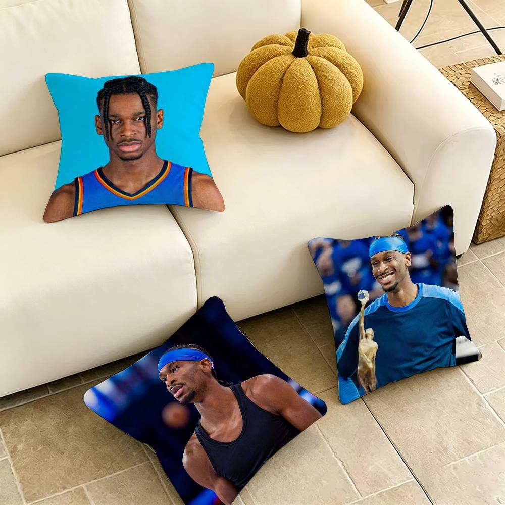 SShai GGilgeous Alexander Basketball Pillow Case Square DoubleSided Sofa Cushion Cover Bedroom Bedside Pillow Gift
