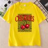 Unisexs Cherries Print Short Sleeve Tshirt Leopard Printing Tshirt Casual Round Neck Tees Ladies Clothes for Daily Wear