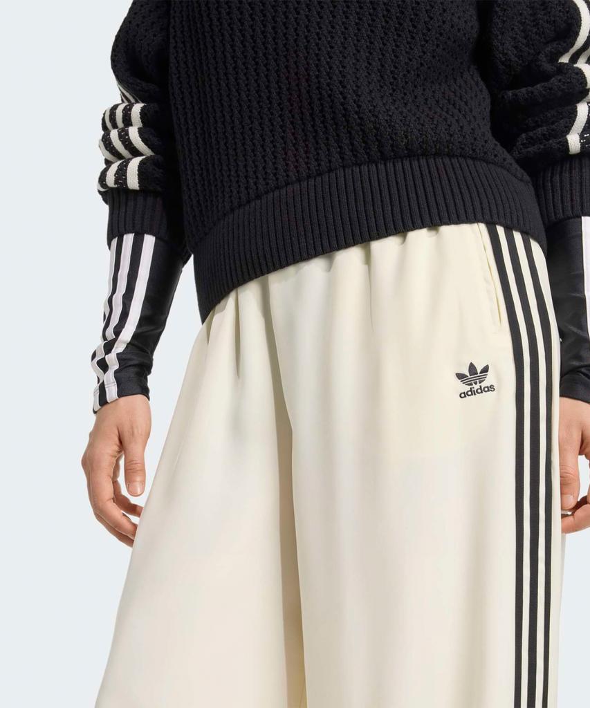 ADIDAS Satin Wide Leg Track Pants - Cream White:Black / Kd2542