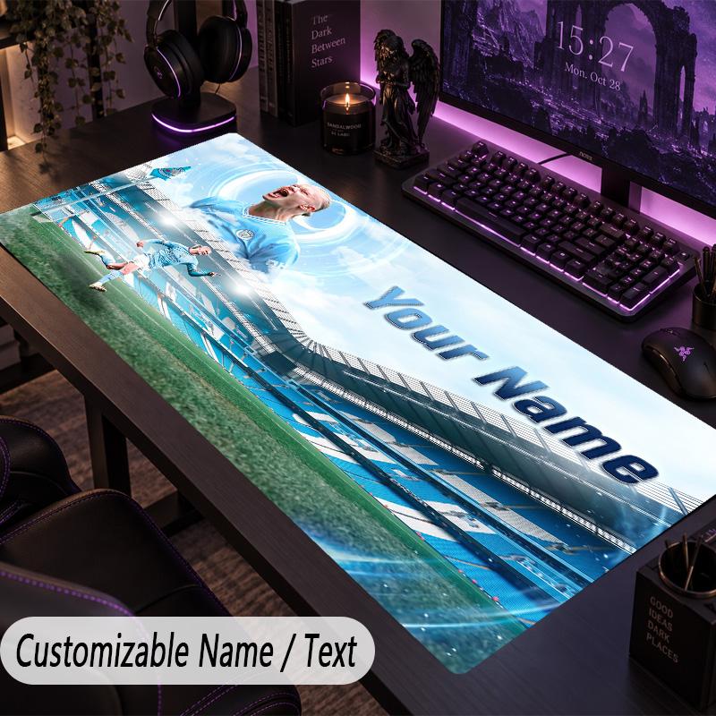 Large Mouse PadErling Haaland Custom Name Text Personalized Desk Mat Non Slip Gaming Pad