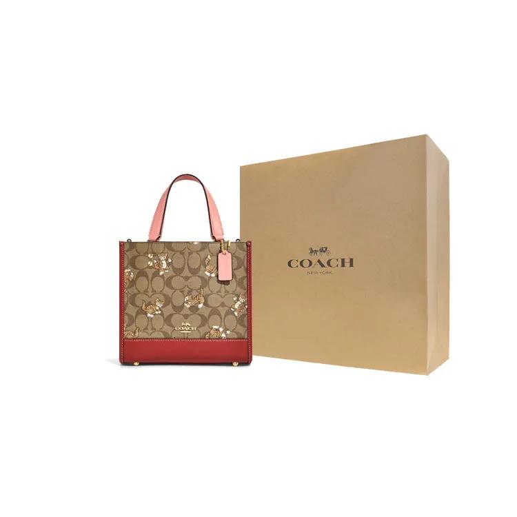 COACH Dempsey Canvas Leather Tote Bag , Shopping Bag , Crossbody Bag , Handbag Small Women's Monogram Khaki (Unisex) Handbags CC424 IME7V