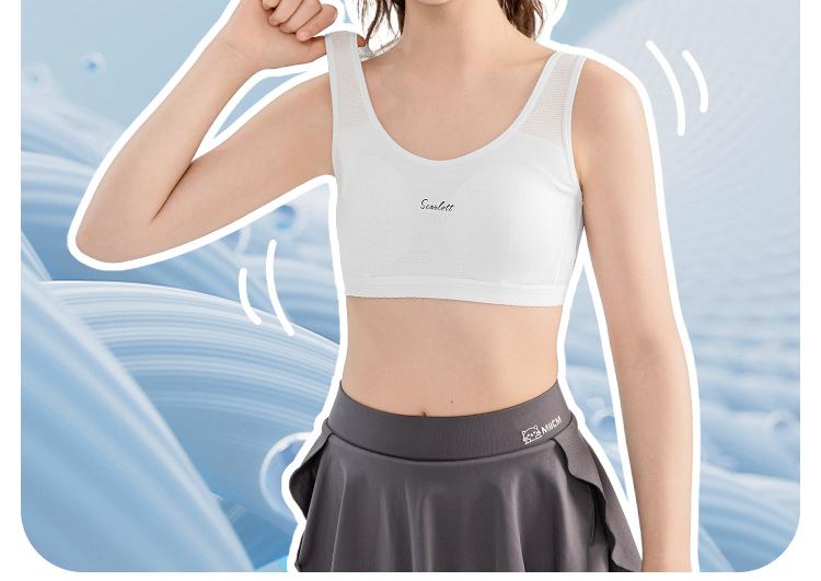 Yingbolun Girls' Bra Developmental Underwear Junior High School Student Mesh Breathable Tank Top