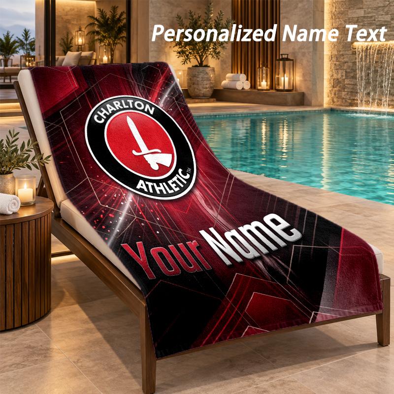 Custom Text Charlton Athletic Print Beach Towel Large Towel For Home Bathroom Beach