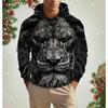 Модные мужские толстовки с капюшоном с 3D-принтом в виде льва в стиле Харадзюку, повседневные толстовки с капюшоном больших размеров, пуловеры, спортивная одежда
