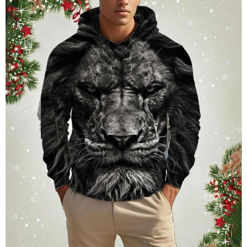 Модные мужские толстовки с капюшоном с 3D-принтом в виде льва в стиле Харадзюку, повседневные толстовки с капюшоном больших размеров, пуловеры, спортивная одежда