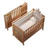 Movable Solid Wood Foldable Baby Crib, Unpainted, Multifunctional Newborn Bed