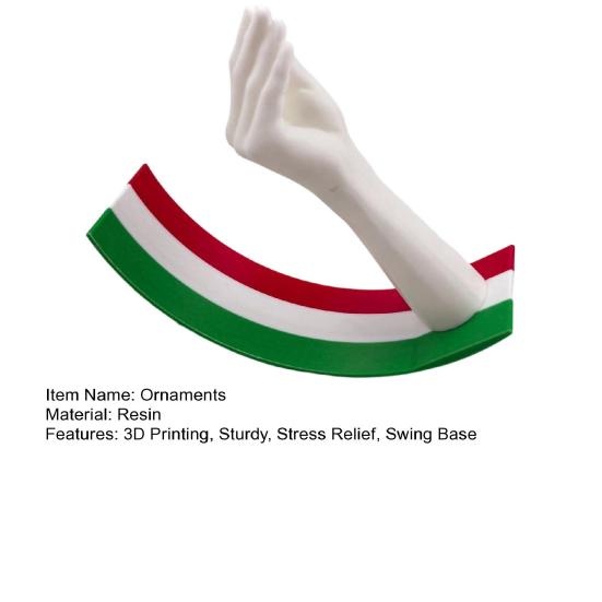 Interactive Table Ornaments 3D Printed Gesture Figurine Ornament with Three-color Striped Base, Funny Nodding Artistic Sculpture Shake Toy for