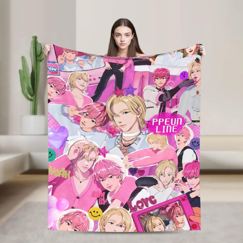 Blankets Travel Kpop PLAVE Caligo pt Throw Blanket Flannel Bedspread For Couch Chair Sofa Bed Graphic Sofa Bed Cover