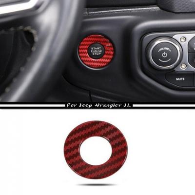 Для 18- Jeep Wrangler JL Красная Карбоновая Накладка на Кнопку Запуска/Остановки Двигателя Автомобиля