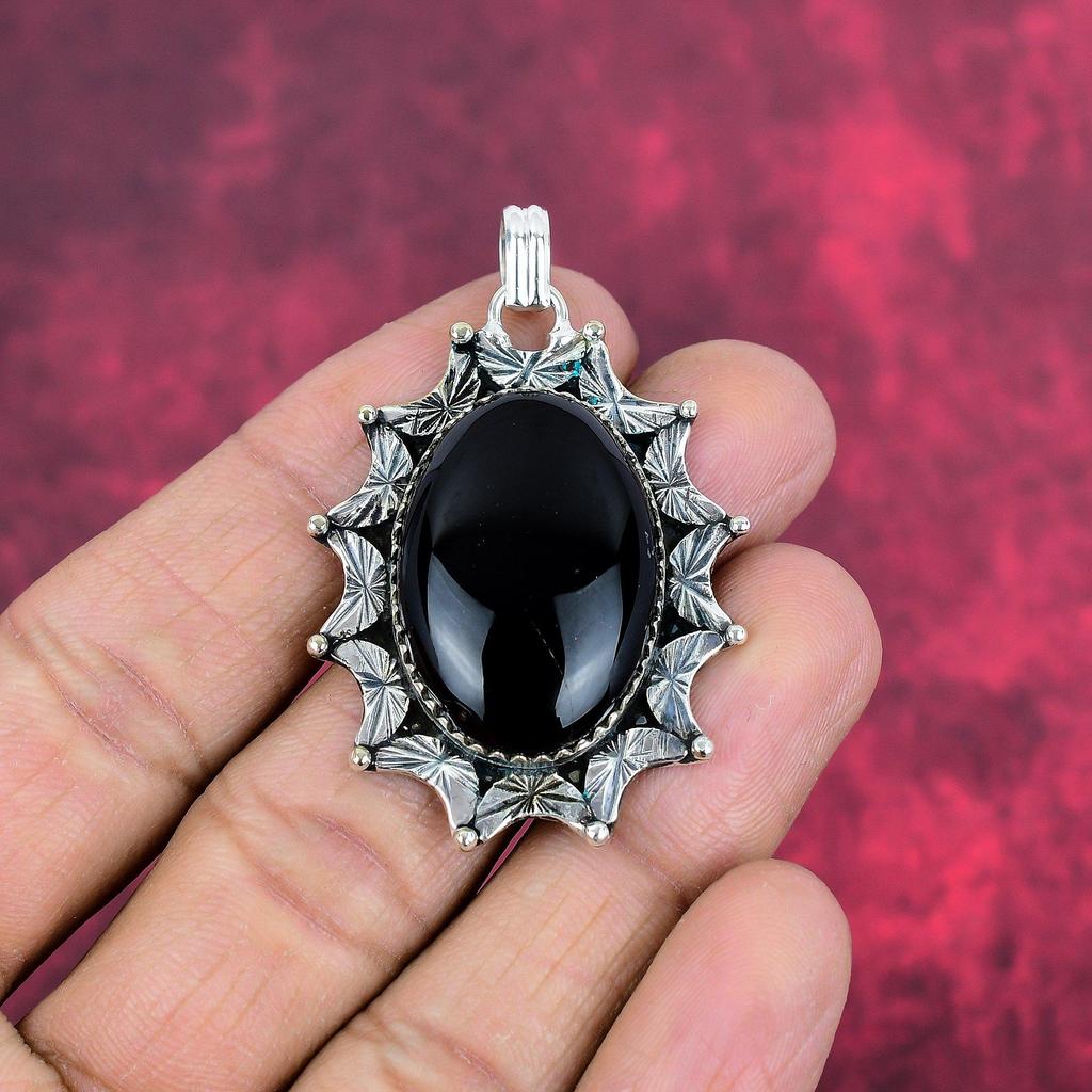 Black Onyx Jewelry, 925 Solid Sterling Silver Pendant Handmade Gemstone Jewelry, Gifts For Wife Brand New Pendant