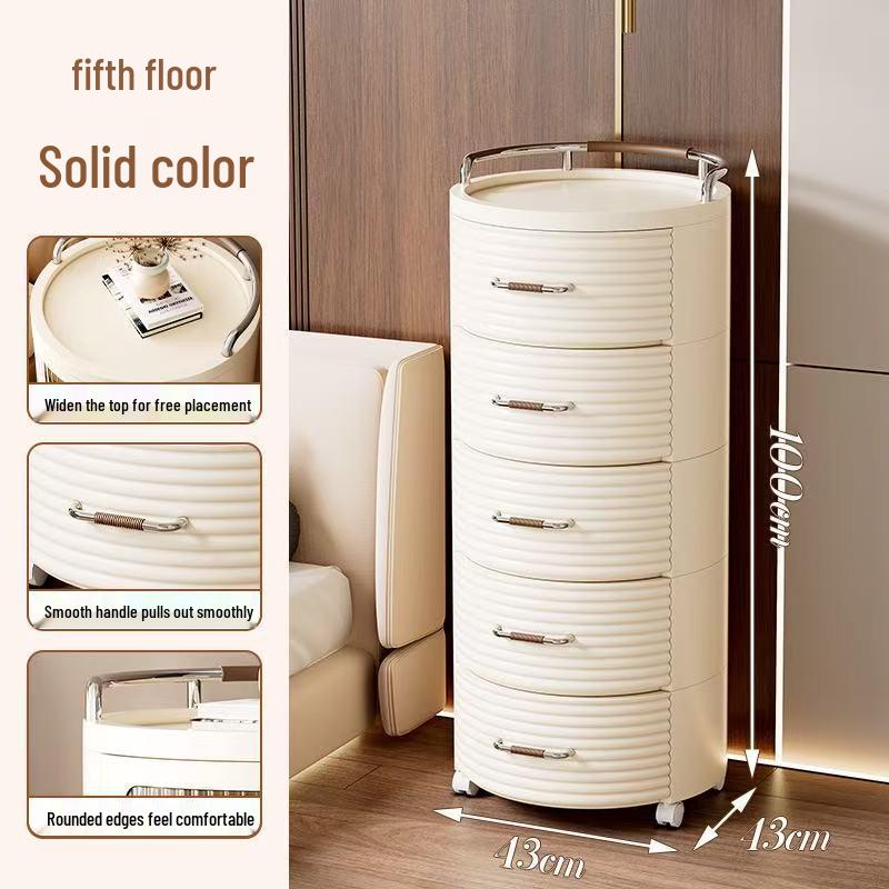 Круглый шкаф для хранения с полками и ящиками