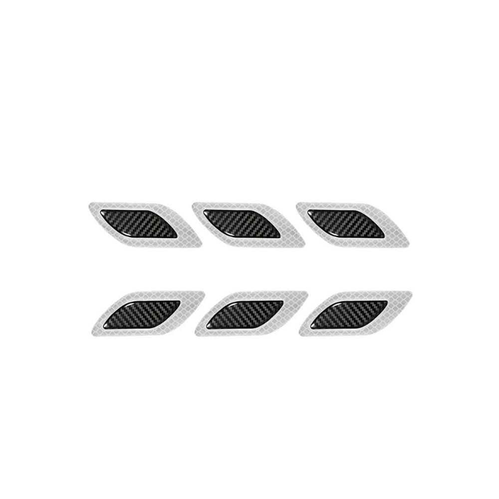 6 шт., узор из углеродного волокна, кромка вентиляционного отверстия автомобиля, бампер, 3D-светоотражающие наклейки, наклейки, препятствующие столкновению, декоративные полосы, тюнинг автомобиля, универсальный