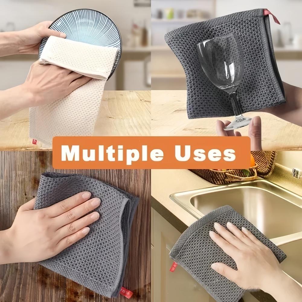 2/6 шт. Вафельное 100% хлопковое полотенце для посуды, мягкое впитывающее полотенце для рук, быстросохнущая ткань для эффективной уборки дома и кухни