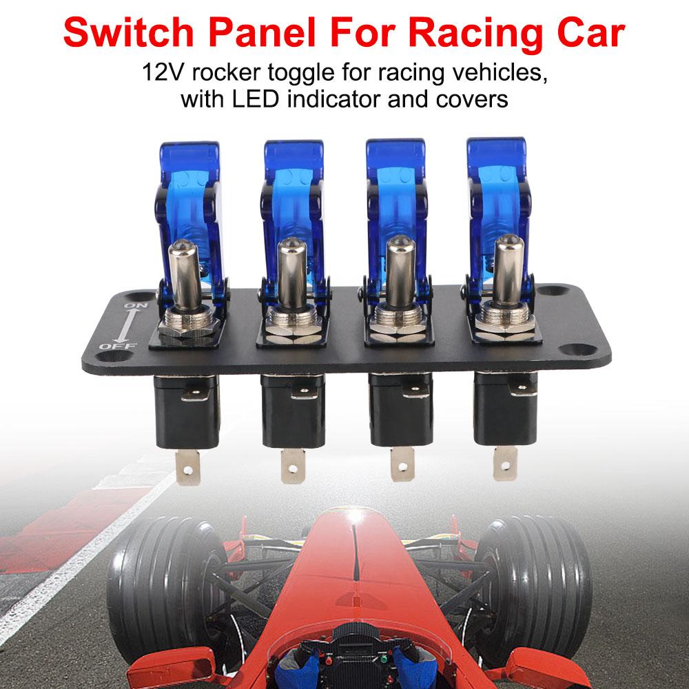 Панель переключателей с 4 клавишами для гоночных автомобилей, панель переключателей зажигания, кнопка запуска, светодиодный индикатор 12 В 20 А