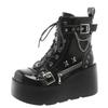 Fashion 9CM Women's High Platform Motorcycles Boots Winter Heels Puck Style Ankle Boots Female Chunky Sneakers Autumn Spring Shoes Woman