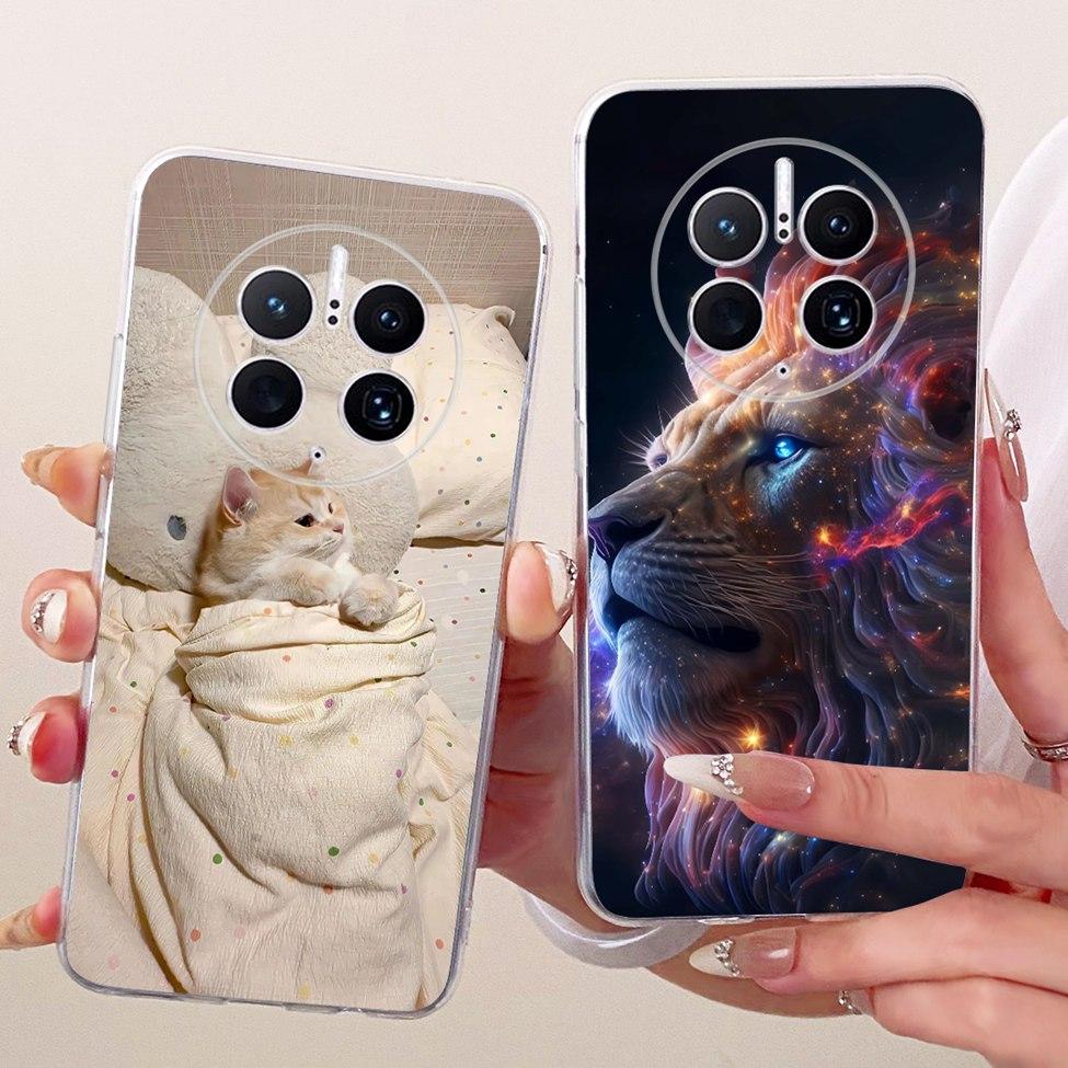 Clear Cover For Huawei Mate 50 Pro Cute Cat Fashion Butterfly Funny 2D Painted Casing For Huawei Mate 50Pro DCO-AL00 DCO-LX9