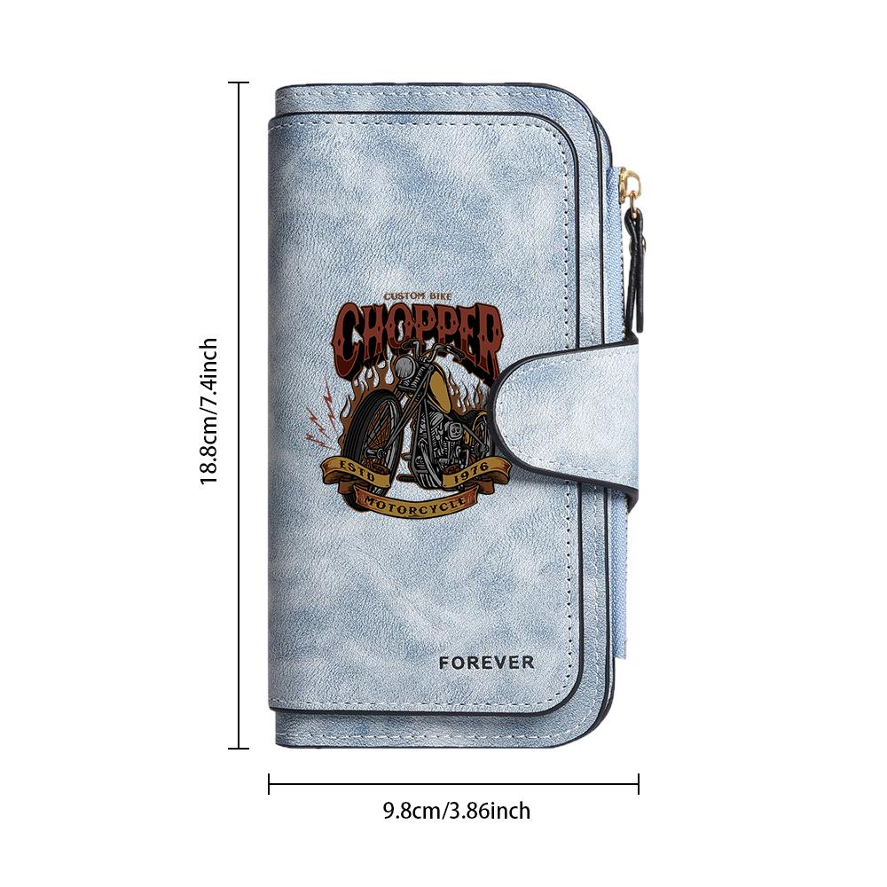 Retro Chopper Biker Purse Casual Large Capacity Card Holder Fashion Long Wallet for Daily Use